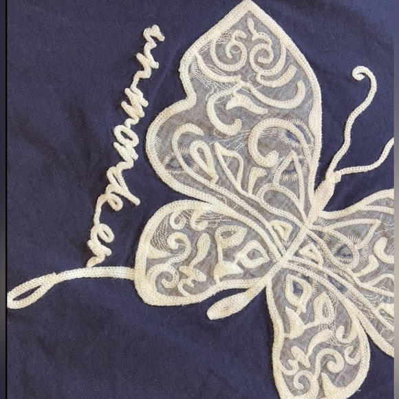 Jing Yang‎ Butterfly Floral Layered V‑Neck Top Boho Chic Resort Wear Size Medium - Picture 8 of 10